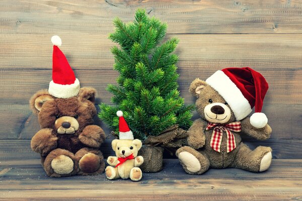 Ours de Noël sous l arbre de Noël moelleux