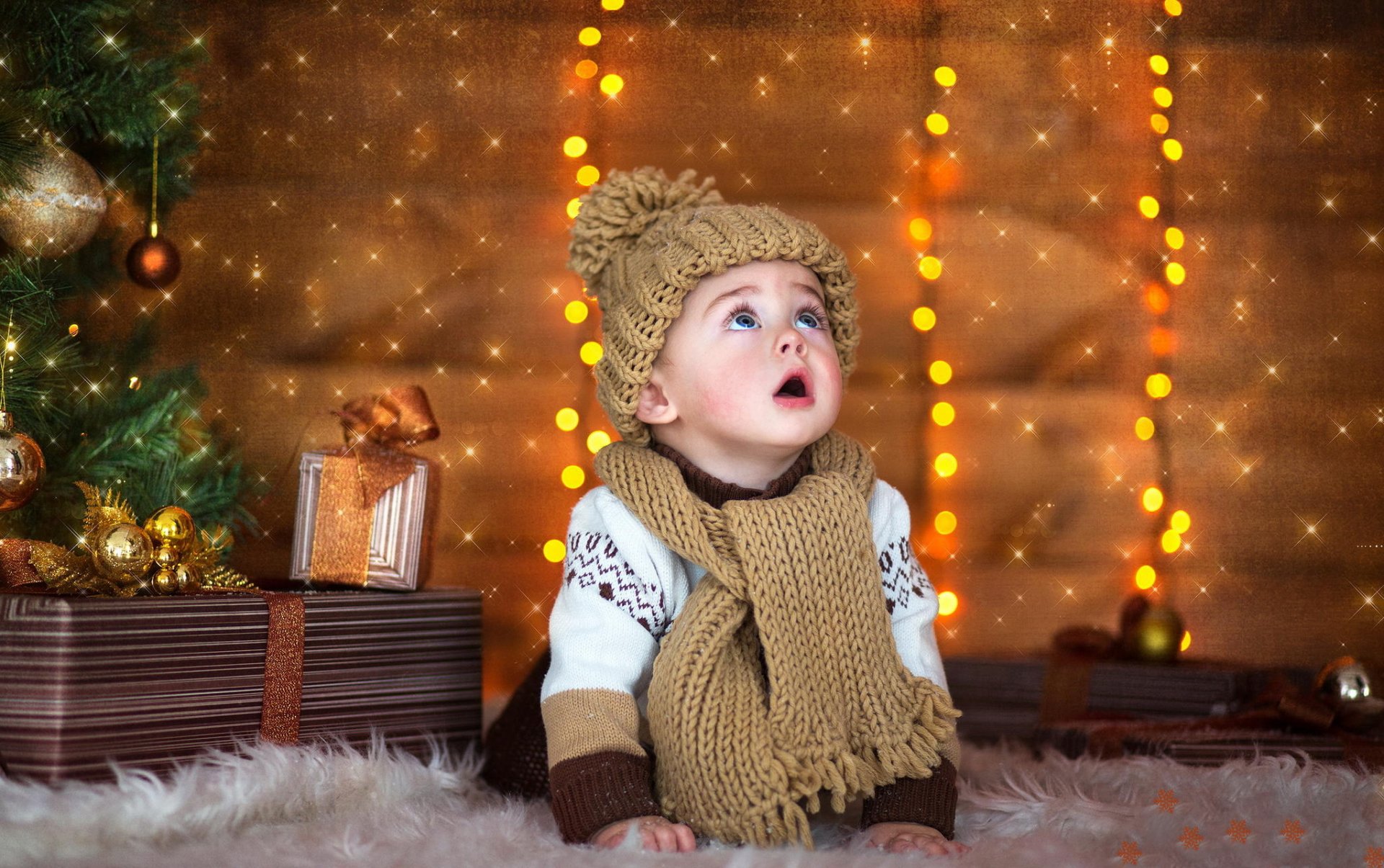 enfant cadeaux nouvel an chapeau écharpe