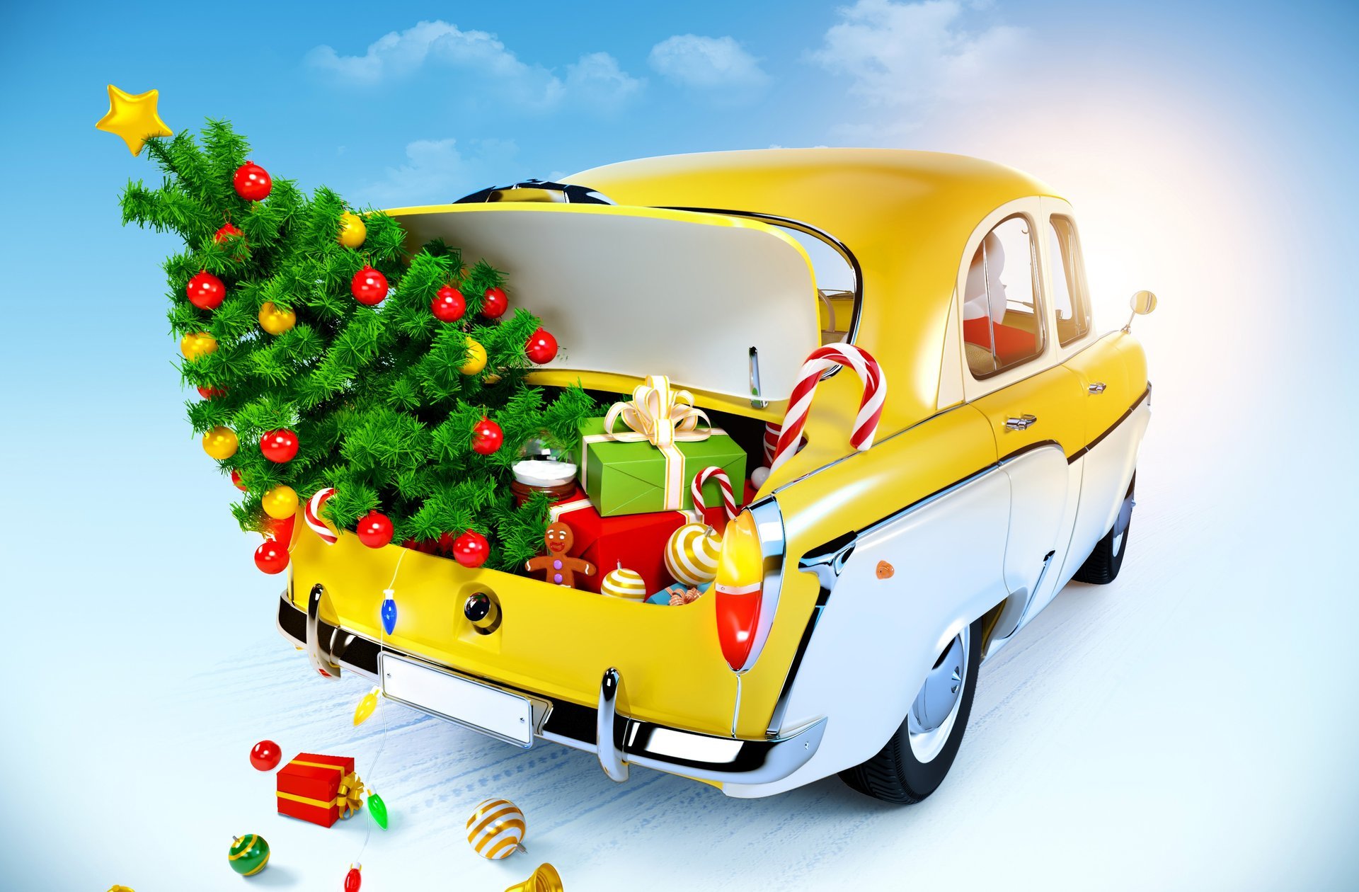 año nuevo feliz navidad juguete nieve regalos árbol de navidad dulces decoraciones muñecas bolas trineo moderno santa claus coche clásico feliz navidad juguetes árbol dulce