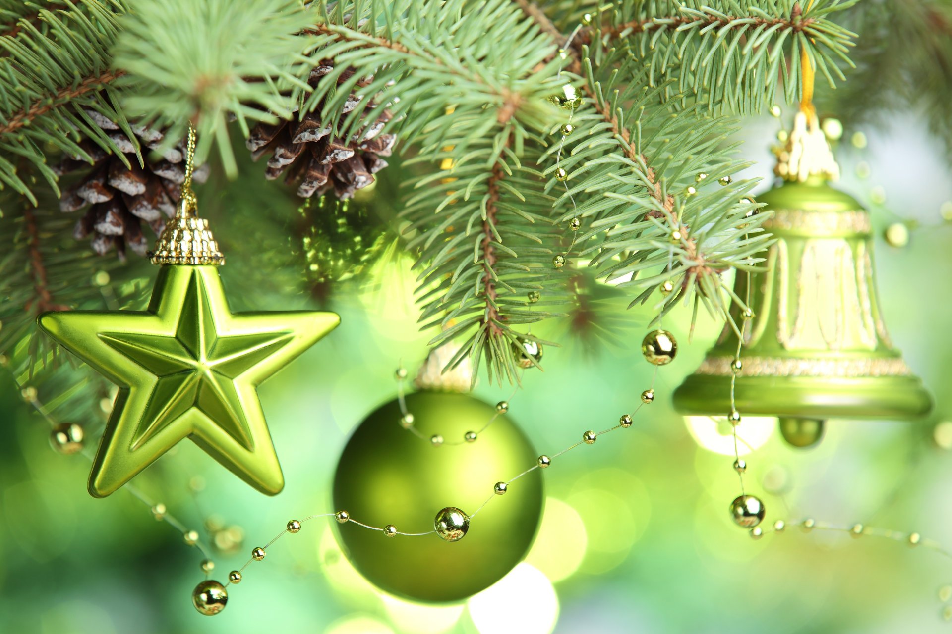 joyeux noël nouvel an arbre de décoration de noël bell boules vertes étoiles arbre de noël décoration cloche boules vertes