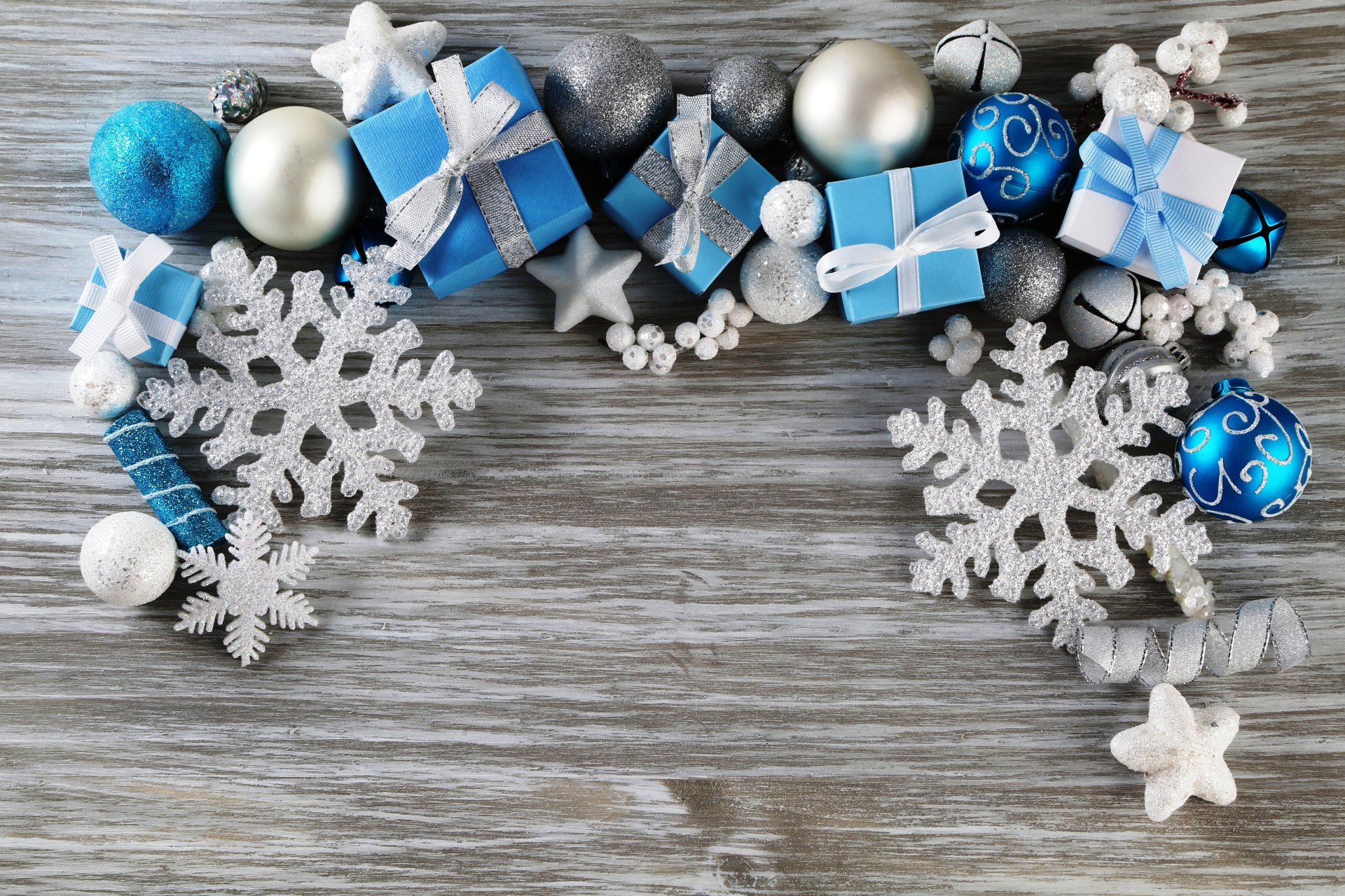 año nuevo navidad juguetes árbol de navidad azul blanco azul copos de nieve invierno fondo