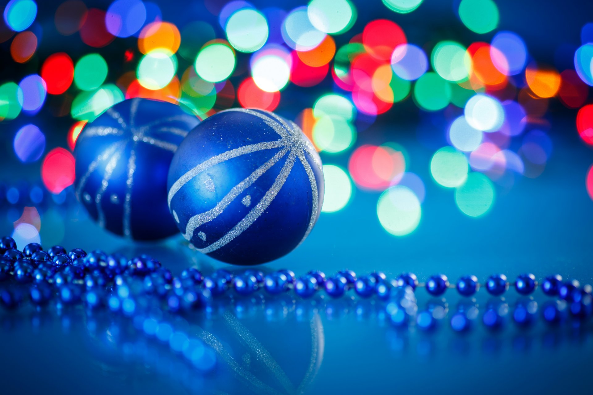 new year balls blue beads light