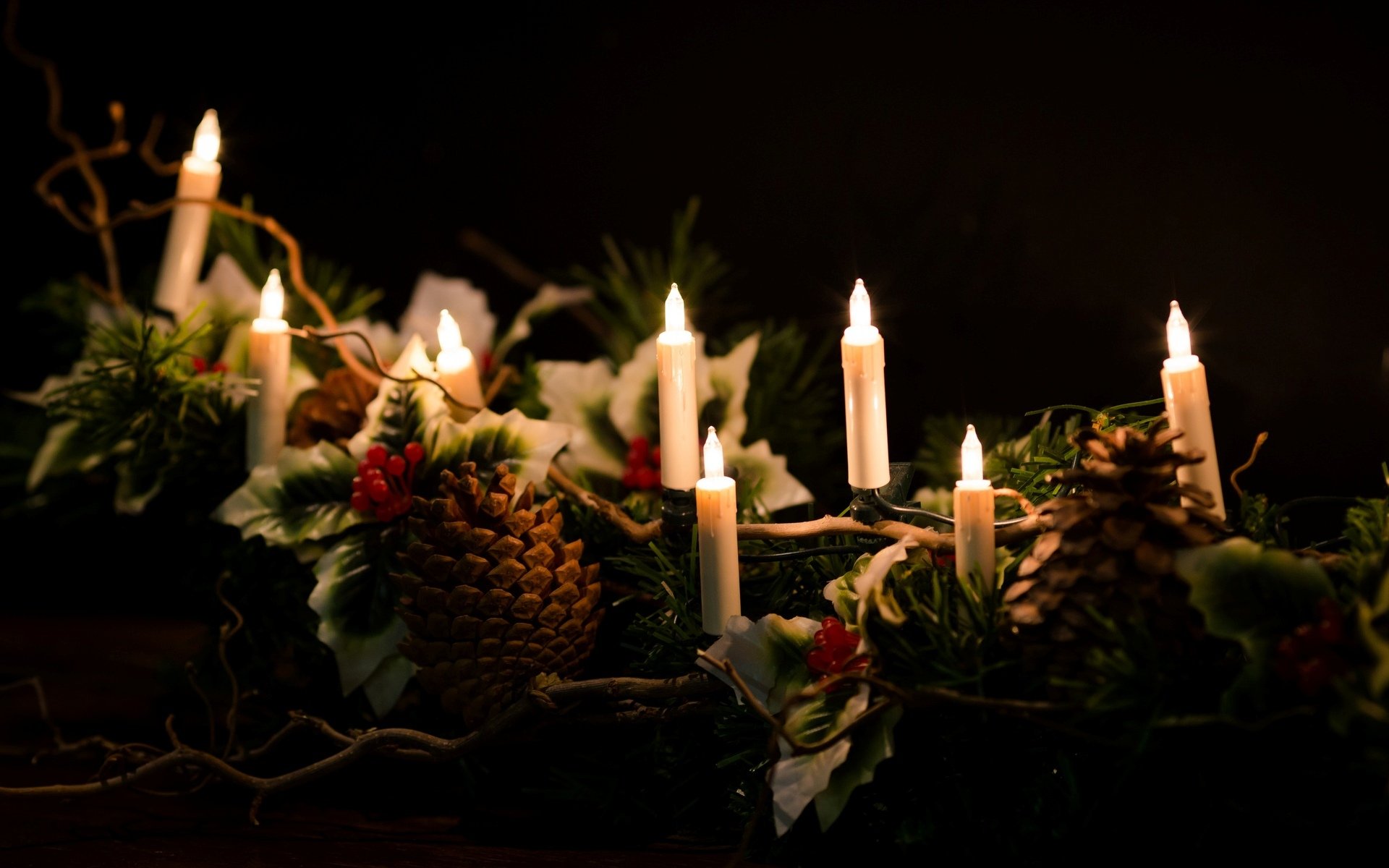 new year holiday bump cones candles candles lights leaves new year background wallpaper widescreen fullscreen widescreen