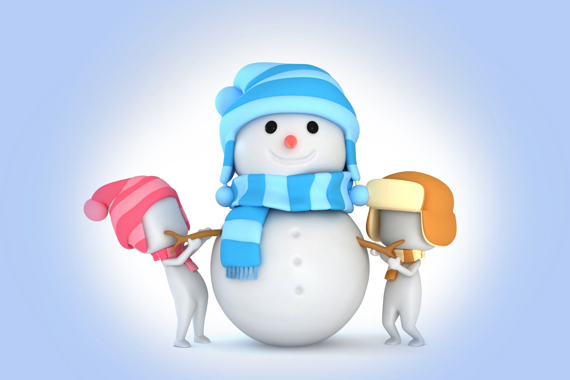 muñeco de nieve 3d invierno nieve niños navidad año nuevo representación