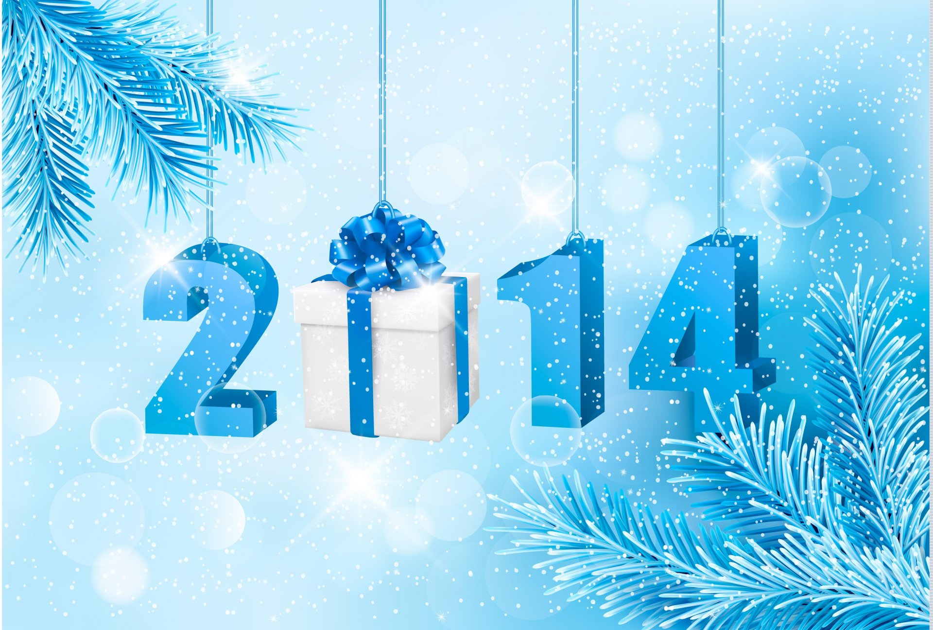 new year christmas snow 2014 pine background blue snowflake