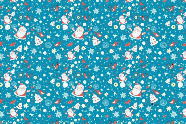 Santa Claus and Santa on a blue background