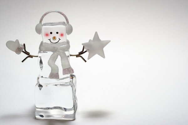 Muñeco de nieve dibujado en auriculares con una estrella