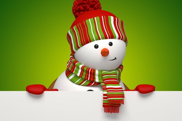 A kind snowman in a beautiful outfit