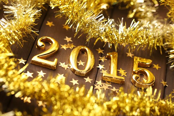 New Year 2015. Golden Tinsel