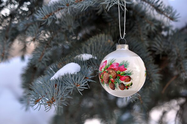 Christmas tree toy in the forest on the Christmas tree