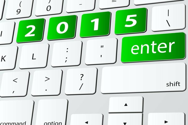 The New Year symbols of 2015 are highlighted on the keyboard in green
