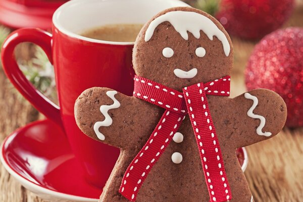 Gingerbread man wishes a merry Christmas