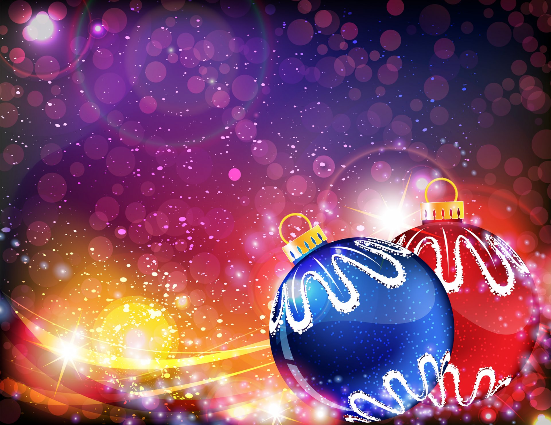 balls red blue bokeh star wallpaper