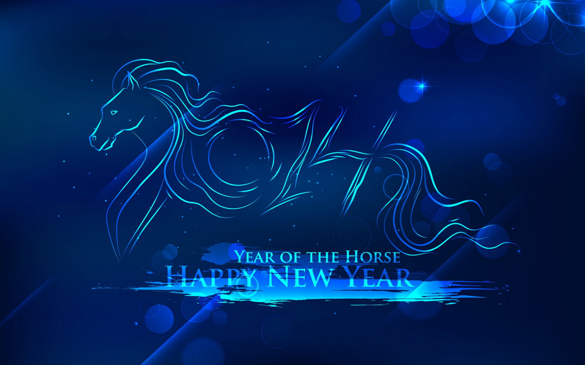 new year holiday 2014 year of the horse background blue