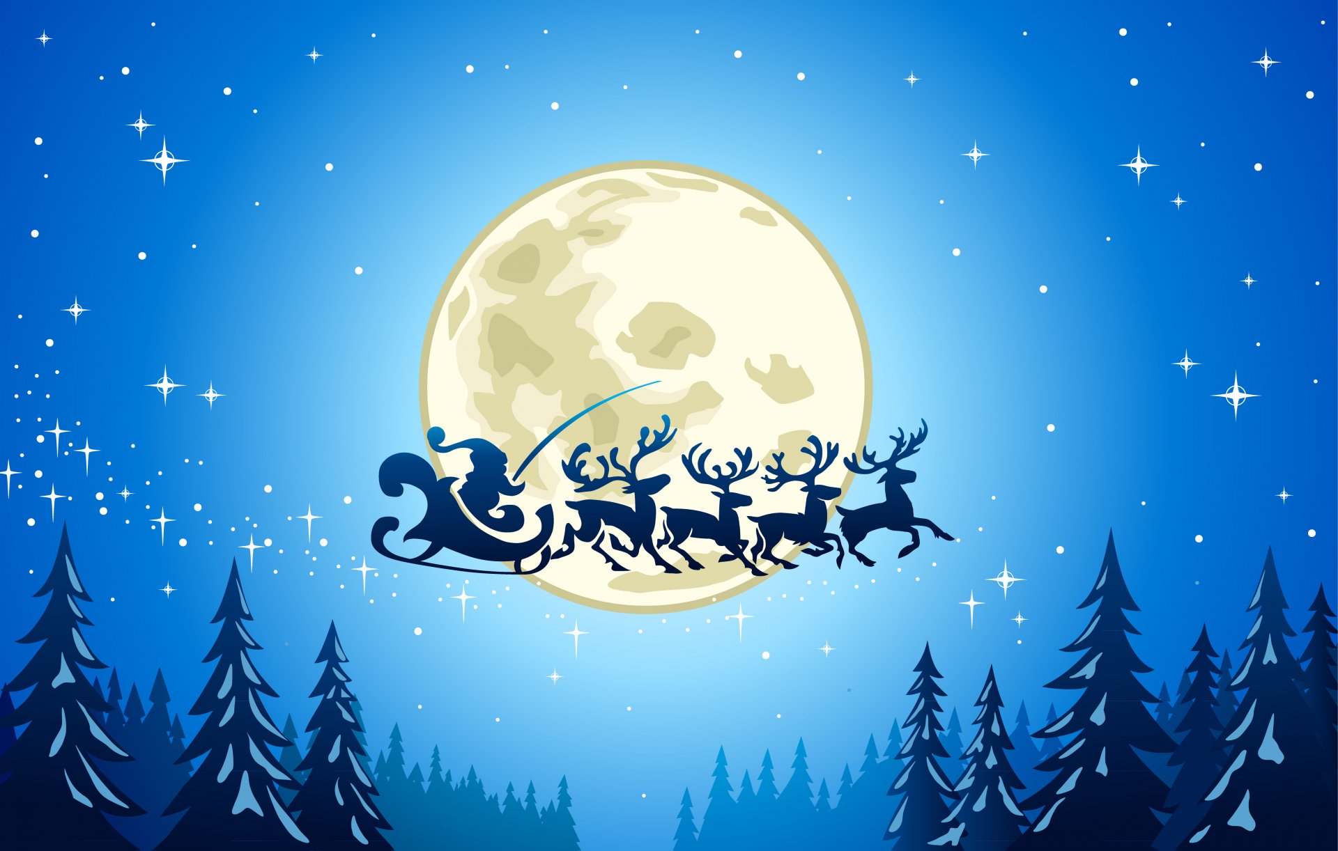 año nuevo feliz navidad nieve árboles ciudad de hielo luna llena renos casas estrellas vector santa claus viene ciudad reno gráficos papá noel viene g