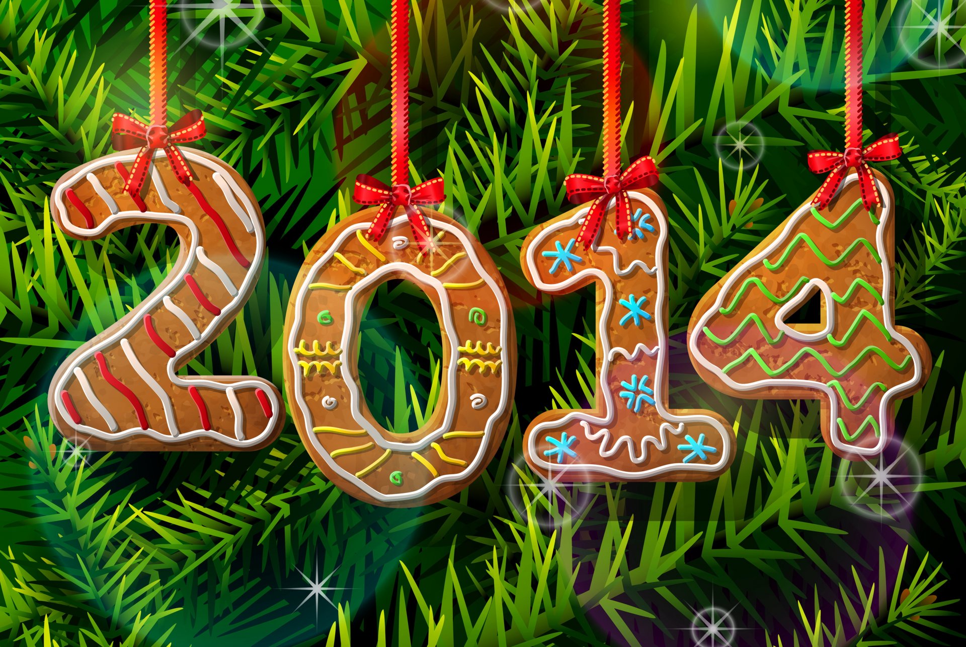 new year 2014 picture christmas tree ribbon