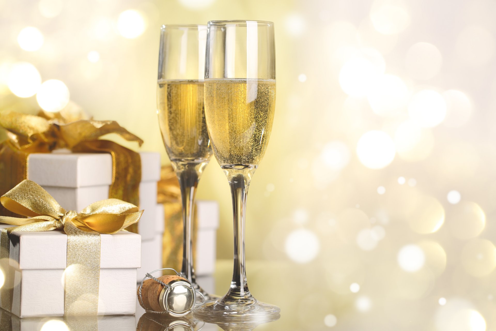 holiday new year glasses champagne gifts box plug bokeh