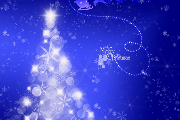 Abstraction du nouvel an-les flocons de neige se plient dans la silhouette d un arbre de Noël