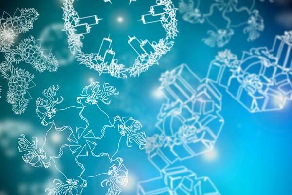 Winter frosty patterns. Christmas and gifts