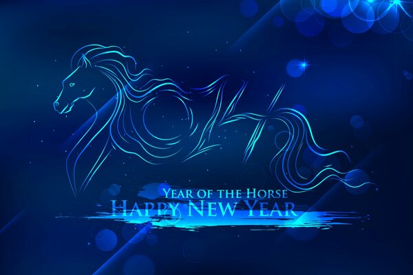 Symbole de la nouvelle année 2014-cheval bleu