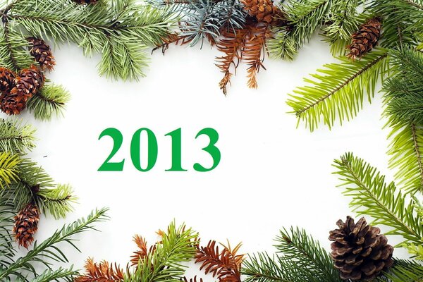 Pocztówka Nowy Rok 2013 świerk