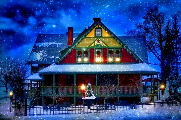 Dom Wiejski w Wigilię Bożego Narodzenia