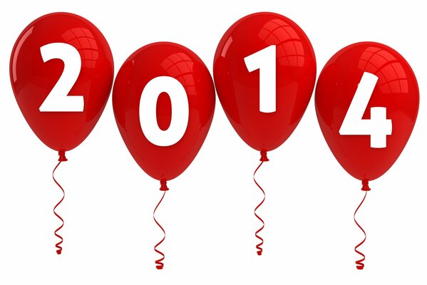 Palline rosse con numeri per il nuovo anno