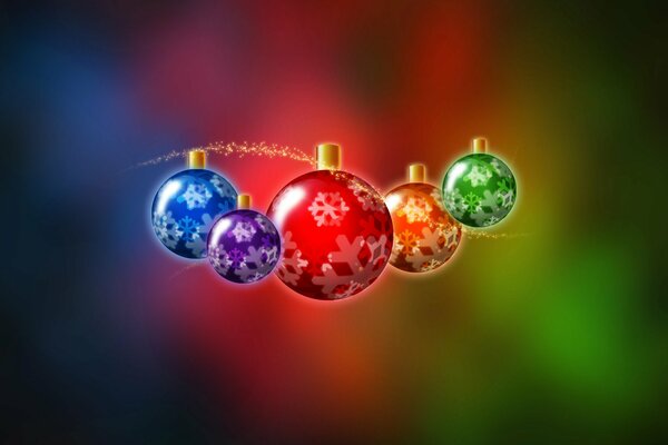 Rainbow colors in Christmas balloons