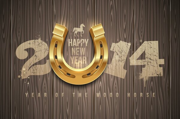 Frohes neues Jahr 2014 Holzpferd