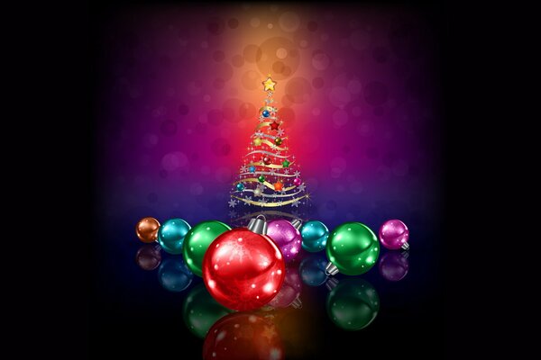 Colorful balloons Christmas tree festive mood