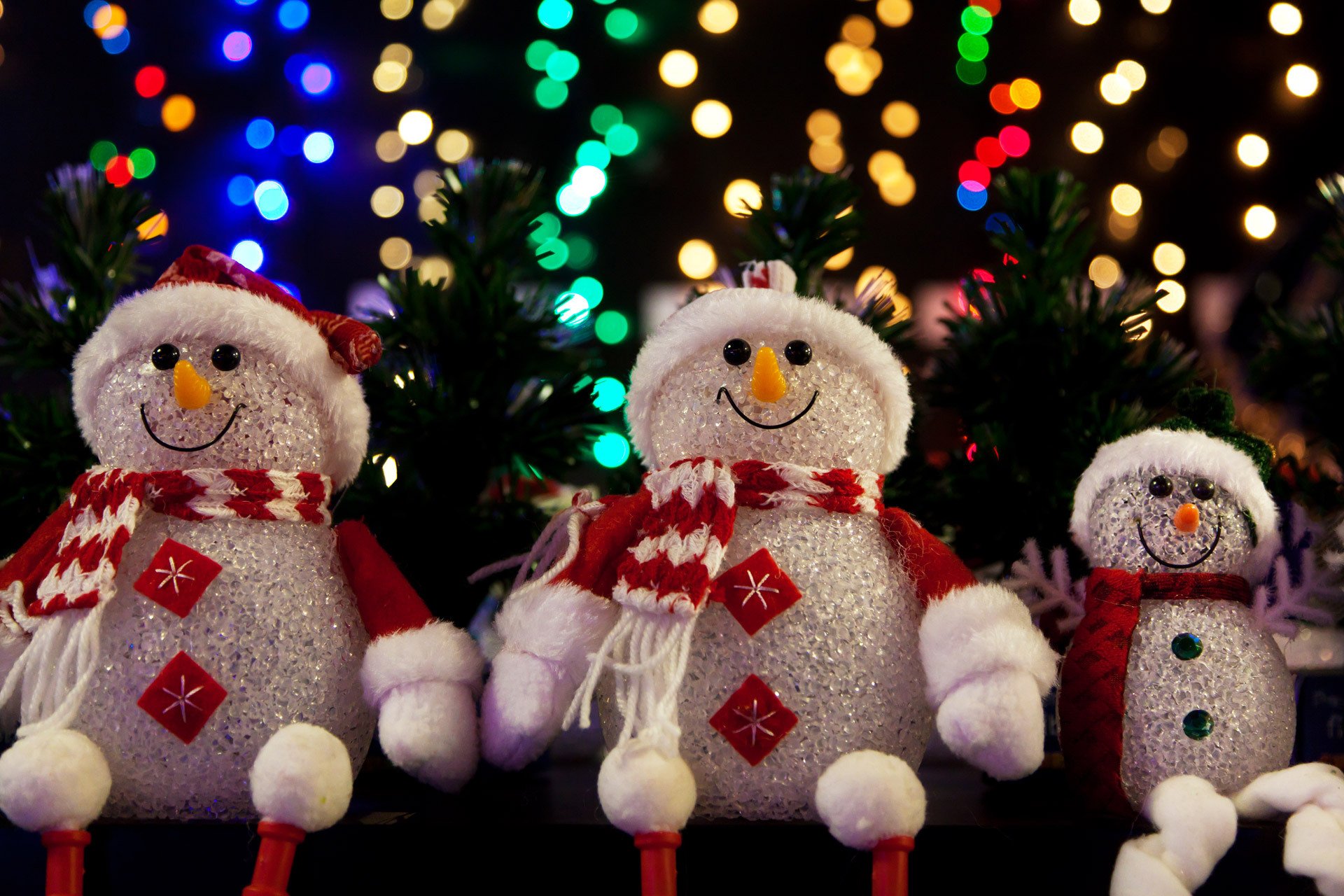 muñecos de nieve luces árbol de navidad año nuevo decoración año nuevo navidad