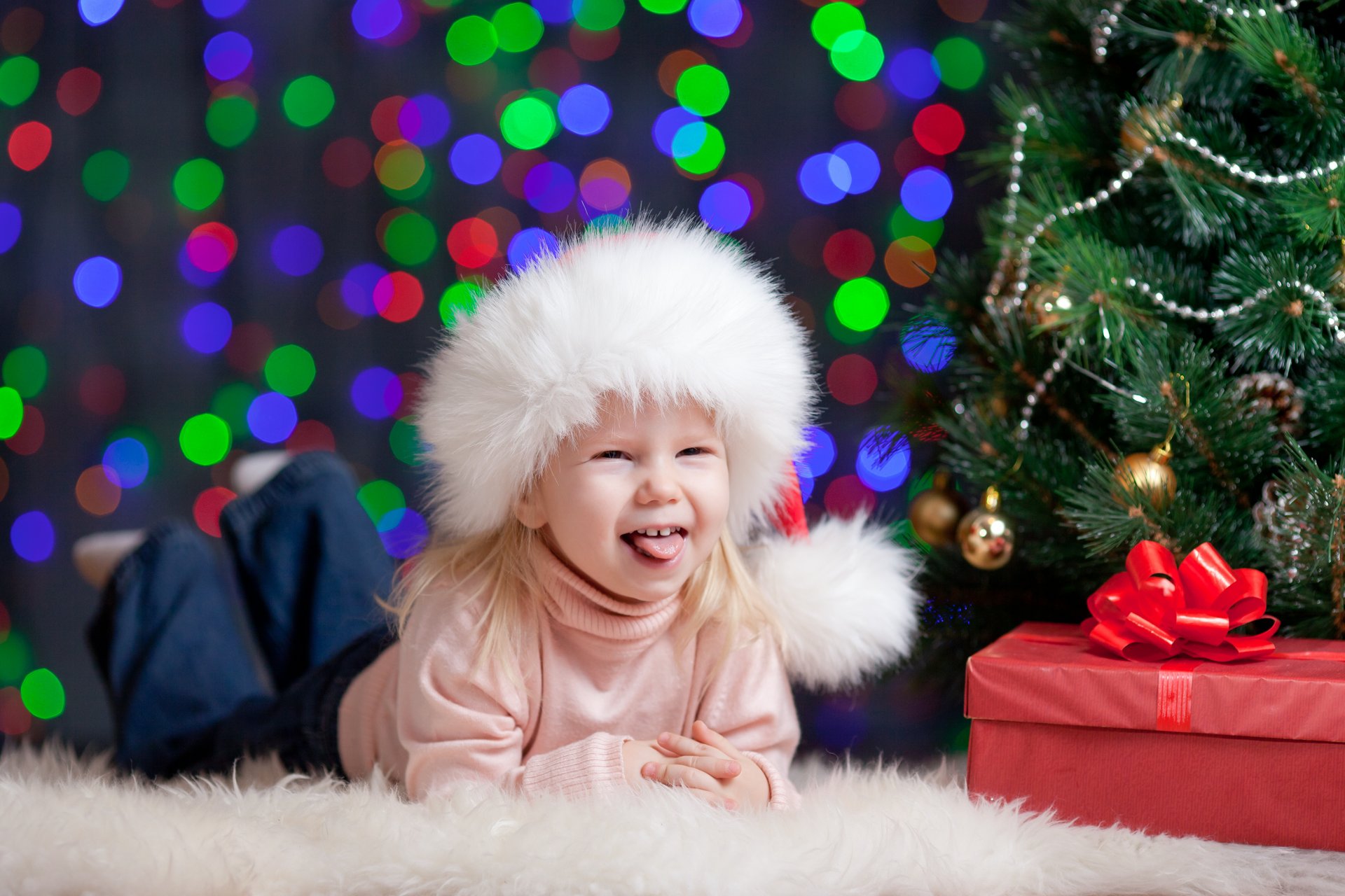 décorations de noël fille joie boîte cadeau chapeau