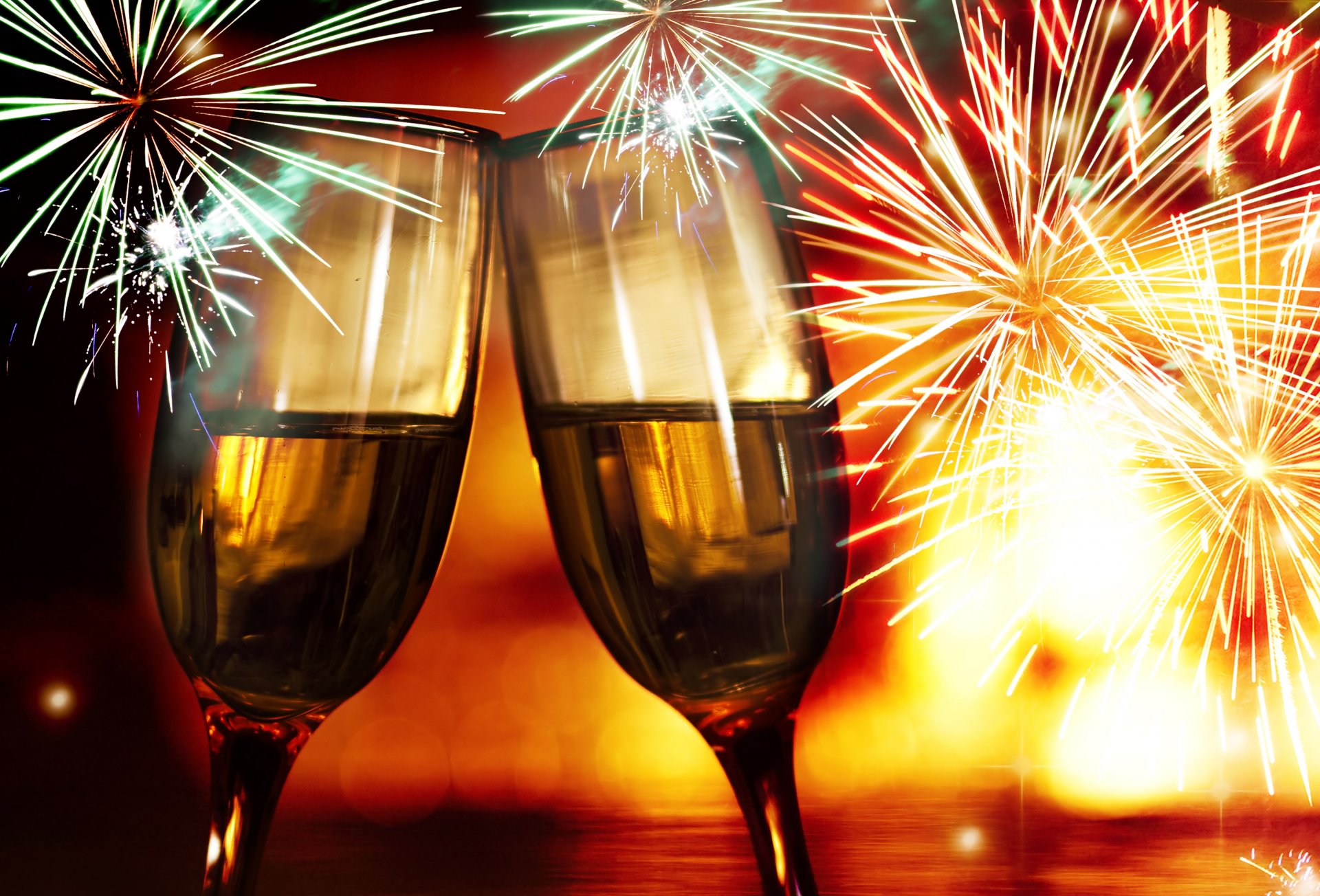 champagne bicchieri bevanda saluti fuochi d artificio vacanze capodanno natale