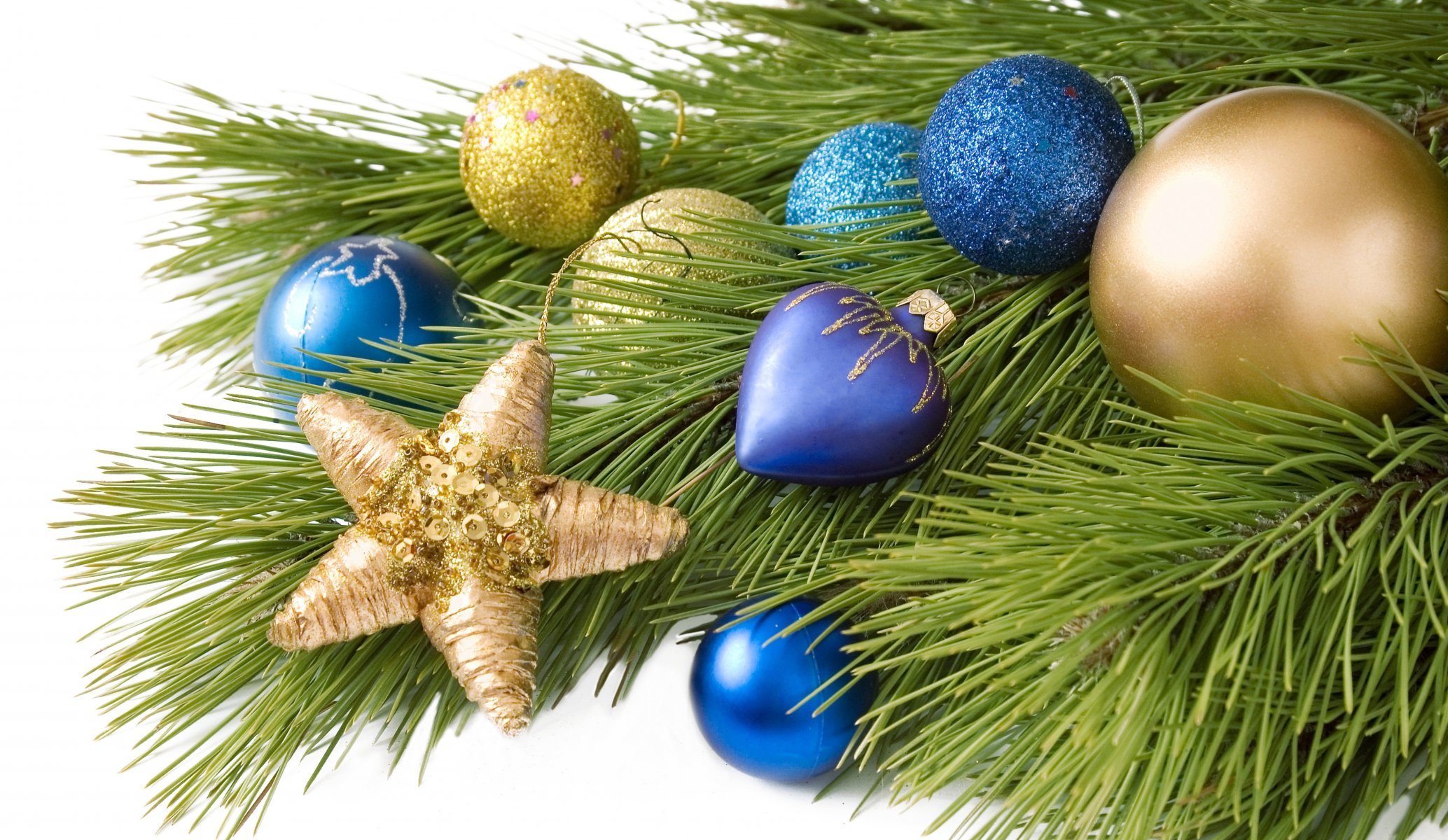 new year christmas christmas tree toys decorations balls balls gold blue star branch christmas tree holiday