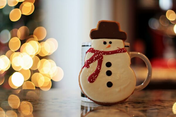 Lebkuchen in Form eines Schneemanns