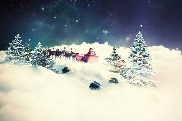 New Year s landscape. Santa s Sleigh