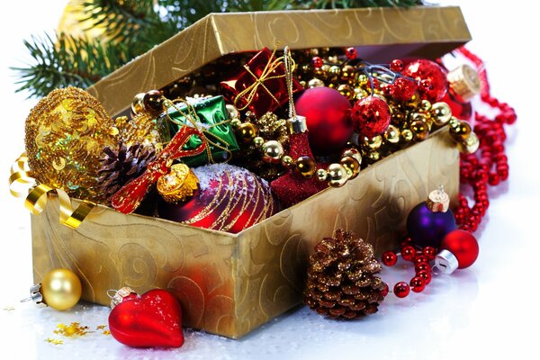 A box with Christmas toys