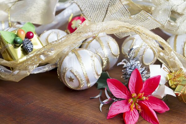 Festive New Year decorations on the table