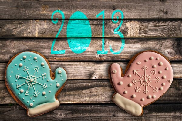 Multicolored gingerbread cookies, the feeling of a new year