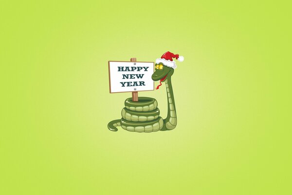 Cartoon image of a snake wishing a happy new year