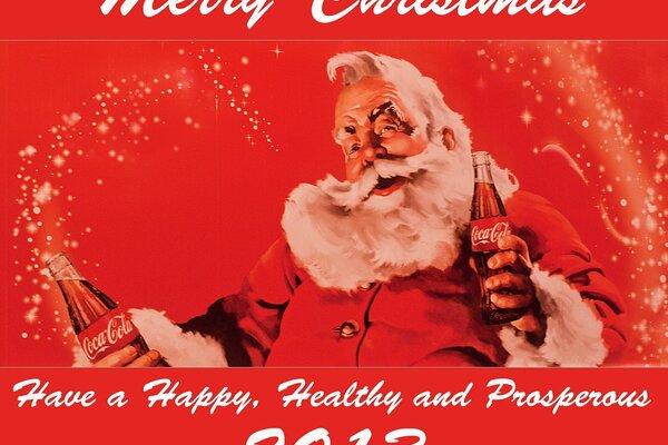Carte de Noël avec le père Noël de Coca-Cola