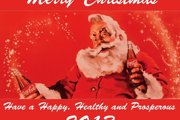 Cartolina di Capodanno con Babbo Natale di Coca-Cola