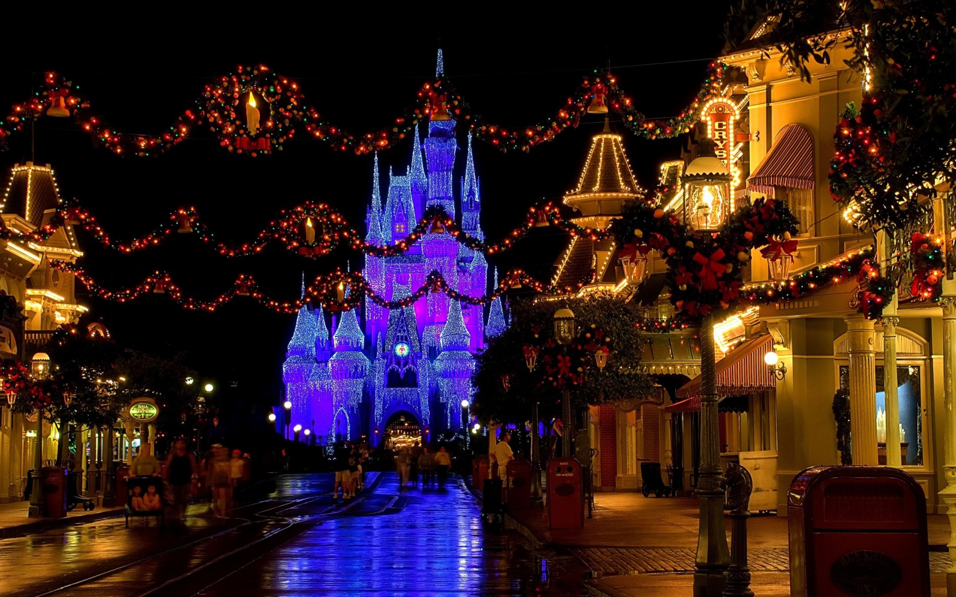 natale castello disneyland castello di cenerentola stati uniti d america florida decorazione di natale strada natale nuovo anno decorazioni incandescente a tarda notte luci