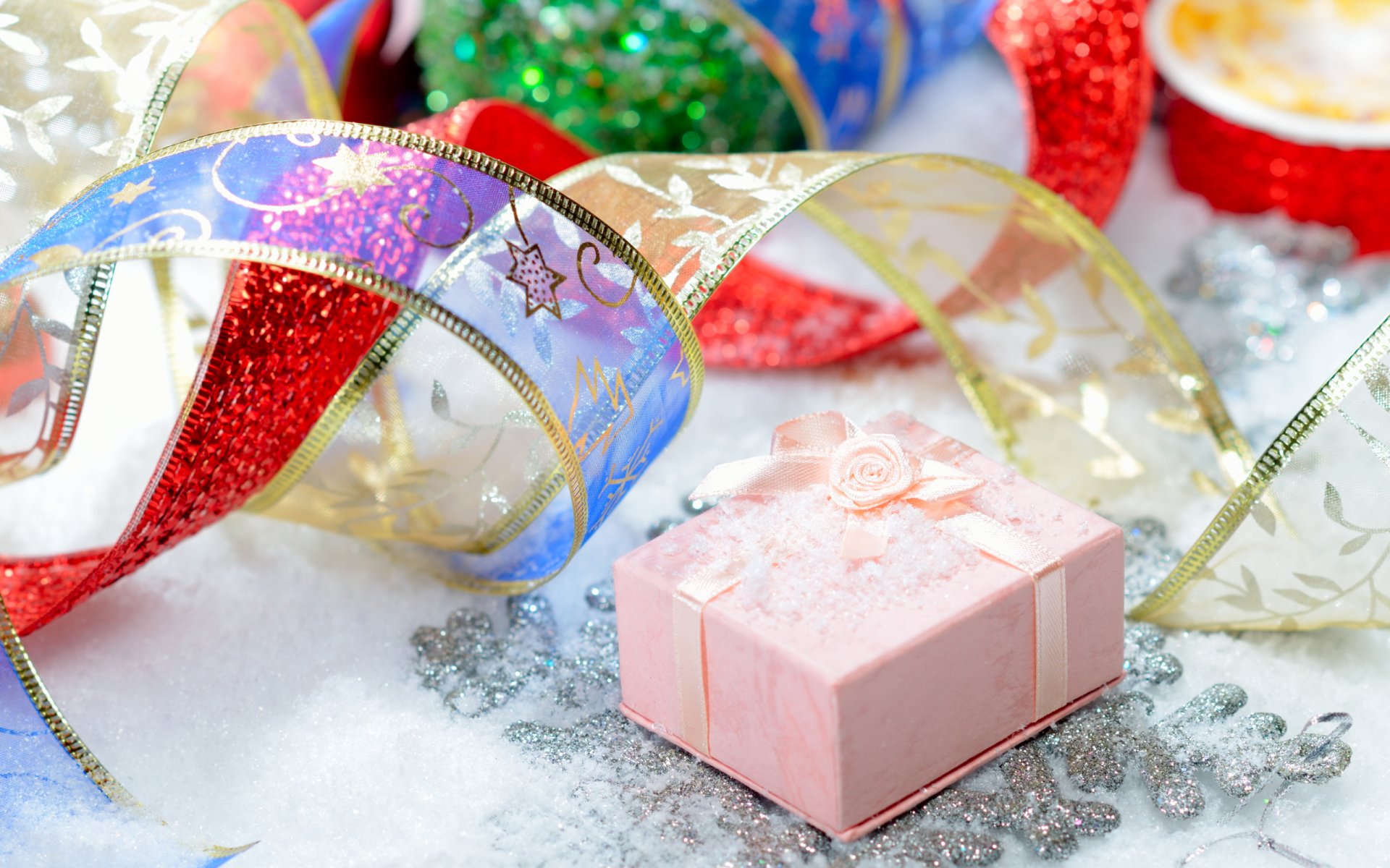 new year holiday happy new year present gifts pink bow belt tapes shine sequin