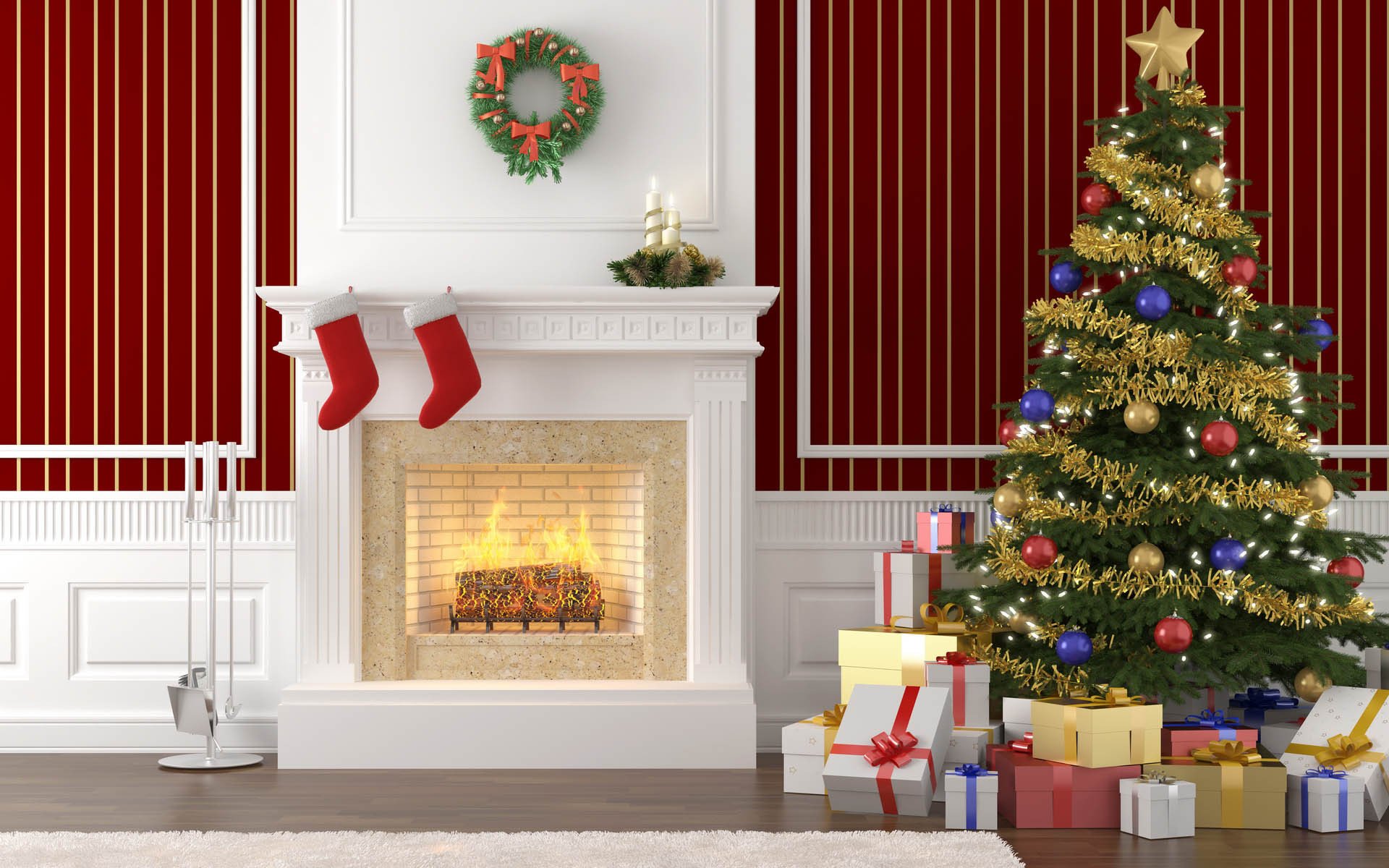 christmas interior fireplace gift