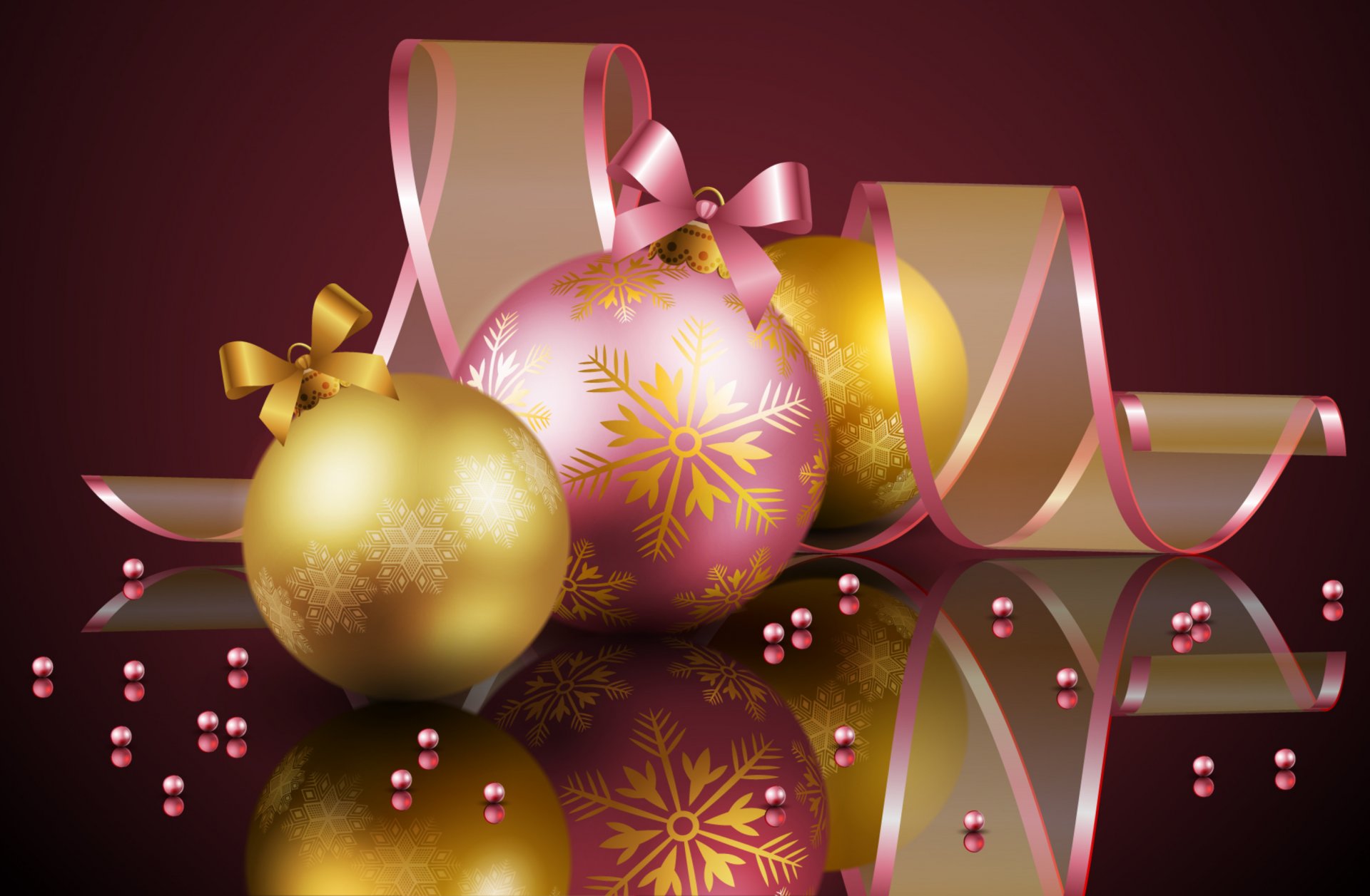 ball balls beauty christmas christmas balls cold colour cool slim elegancko gold happy new year rest cute merry christmas nice pink pretty reflection ribbon ball balls pretty cold