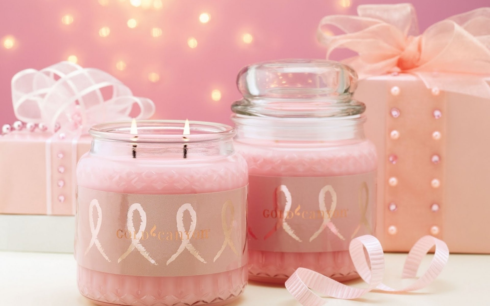 new year holiday happy new year gift pink delicate beads candle candle jar jar ribbon bow