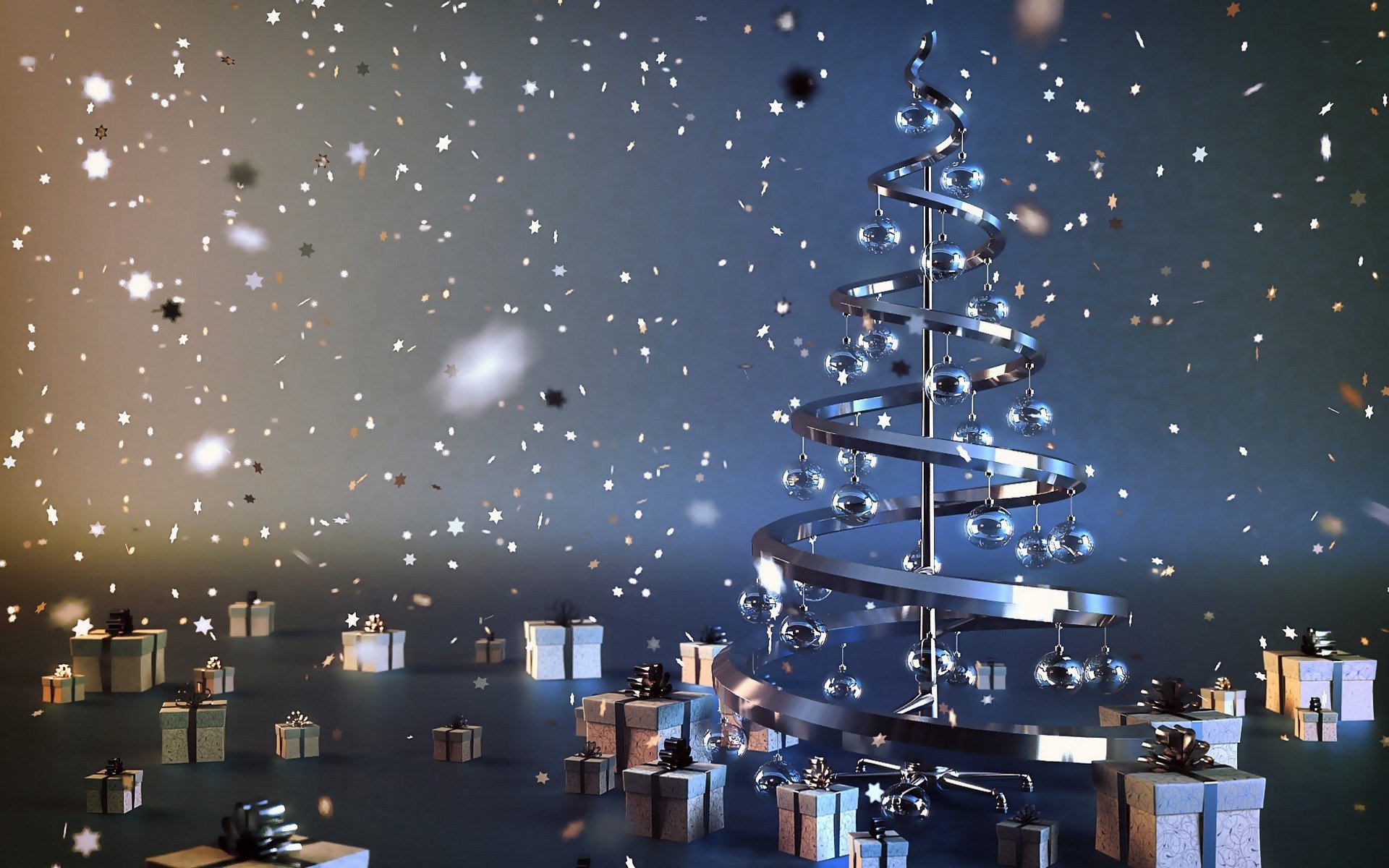 felice anno nuovo albero di natale regali nuovo anno creativo abete acciaio decorazioni palle scatole luci