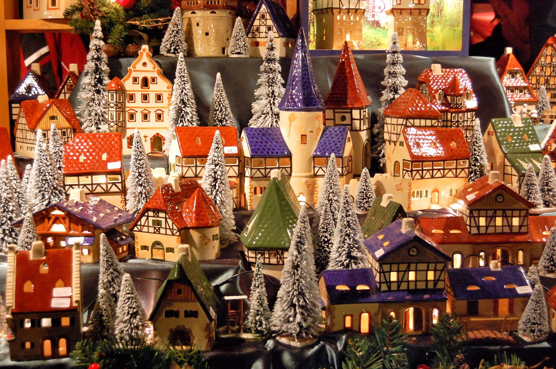 winter village model winter houses layout snow windows roofs towers miniature new year