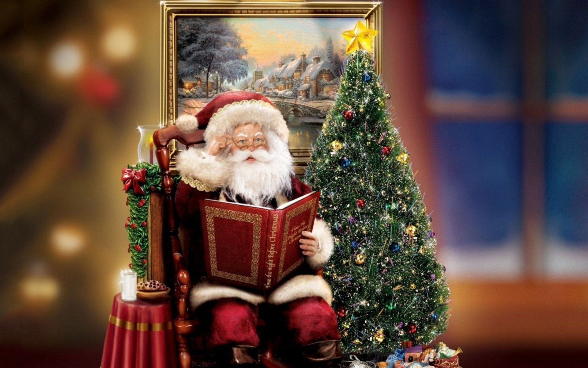 babbo natale babbo natale natale decorazione thomas kincaid regalo albero di natale figurine candela albero di natale libro nuovo anno dipinti kincaid pittura ciottoli di natale vacanza